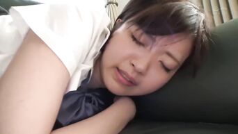 Two dicks at same time for Japanese schoolgirl