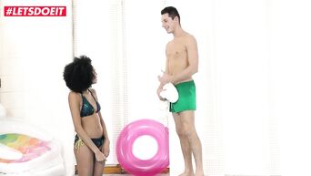 LETSDOEIT - Horny Ebony Teen Fucked Hard By The Swimming Instructor
