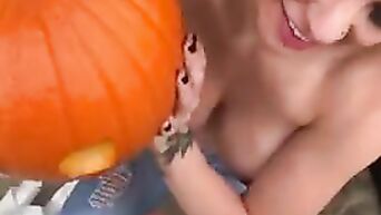 Pumpkin Smashing with Blonde Huge Titted KENZIE TAYLOR for Halloween Trick or