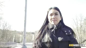 Dark Hair beauty Alina Crystall gets plowed on the street