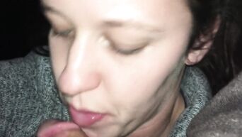 Dirty alcoholic does blowjob close-up