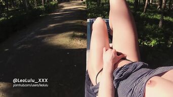 Public solo and blowjob in fresh air